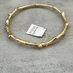 NWT Lia Sophia Out on a Limb Twig Branch Gold Tone Bangle Bracelet M/L 2.75" ID